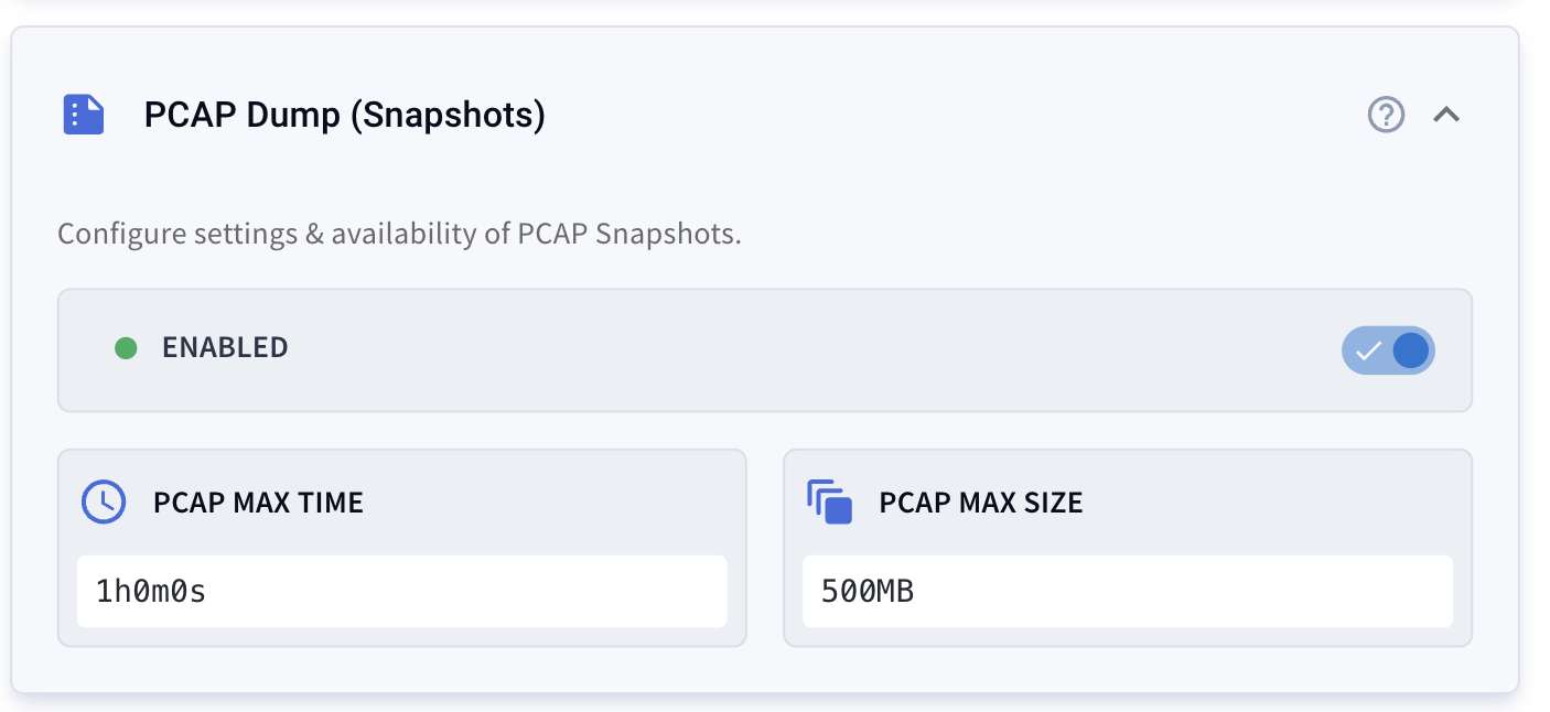Traffic Snapshot Settings